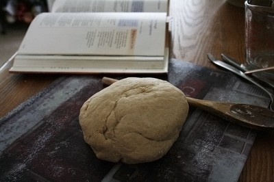 Dough post-kneading, pre-rise.
